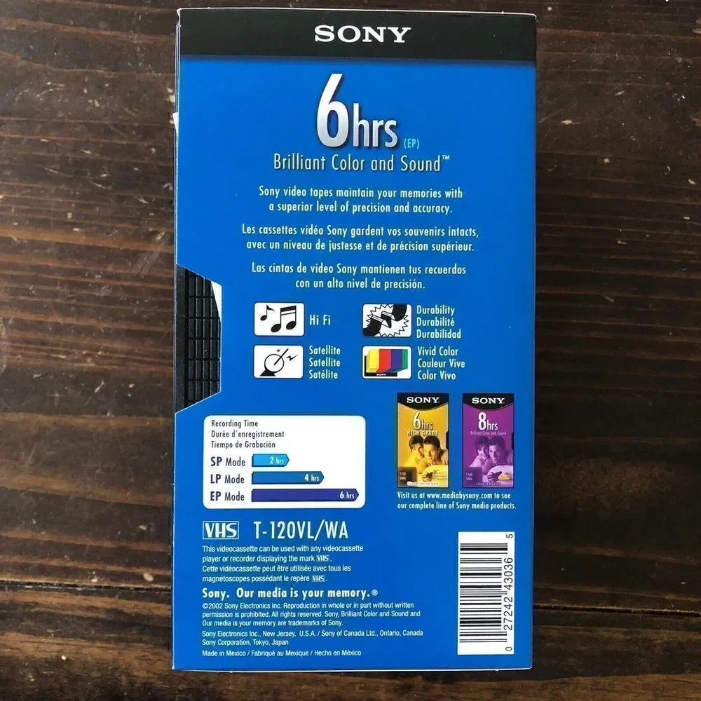 4 pack New Sony T120VL WA Standard Grade VHS Video Tapes 6 Hours